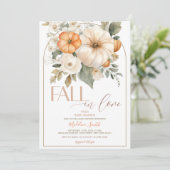 白い緑のカボチャ秋インラブベビーシャワー 招待状 (スタンド正面)