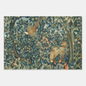 白い緑のキツネと葉離れの間の赤い ラッピングペーパーシート (正面3)