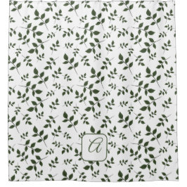 白い緑のパター離れンの名前文字 シャワーカーテン