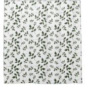 白い緑のパター離れン シャワーカーテン (正面)