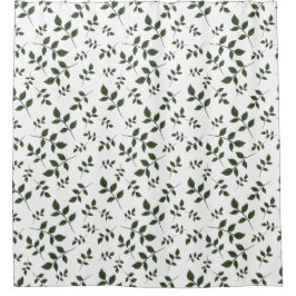 白い緑のパター離れン シャワーカーテン