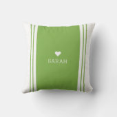 白い緑のパーソナライズメッセージクローバーリーフ クッション (裏面)