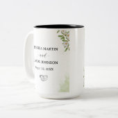 白い緑のフローラ水結婚色 ツートーンマグカップ (正面左)