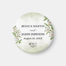 白い緑のフローラ水結婚色 マグネット