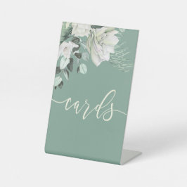 白い緑のブーケカードの看板 台座サイン