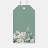 白い緑のブーケバプテスマ ギフトタグ (裏面)