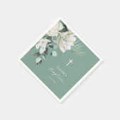 白い緑のブーケバプテスマ スタンダードカクテルナプキン (角)