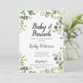 白い緑のベビーブランチシャワーの招待 招待状 (スタンド正面)