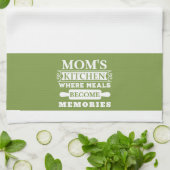 白い緑の母の食事が思い出に キッチンタオル (折り畳み)