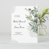 白い緑の水色の縁どフローラ結婚の効果 招待状 (スタンド正面)