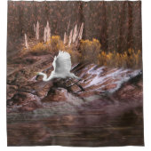 白い緑の湖は生命である シャワーカーテン (正面)