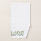 白い緑の繊細な水色のバラ葉 バスタオルセット (ハンドタオル)