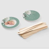 白い緑の花束の10セットのバプテスマ ハンドファン (組立なし)