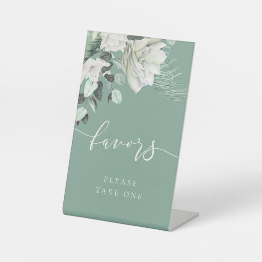 白い緑の花束は台座を支持する 台座サイン (正面)