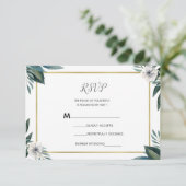 白い緑の離れフローラAnemoneのRSVP返信 出欠カード (スタンド正面)