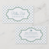 白い緑及びLt Blueの水玉模様の名刺 名刺 (正面/裏面)