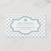 白い緑及びLt Blueの水玉模様の名刺 名刺 (裏面)