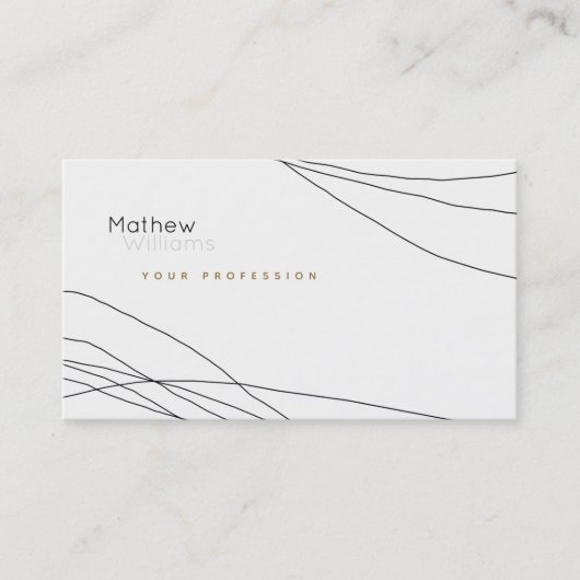 白い線の細いエレガント曲線 名刺 (正面)