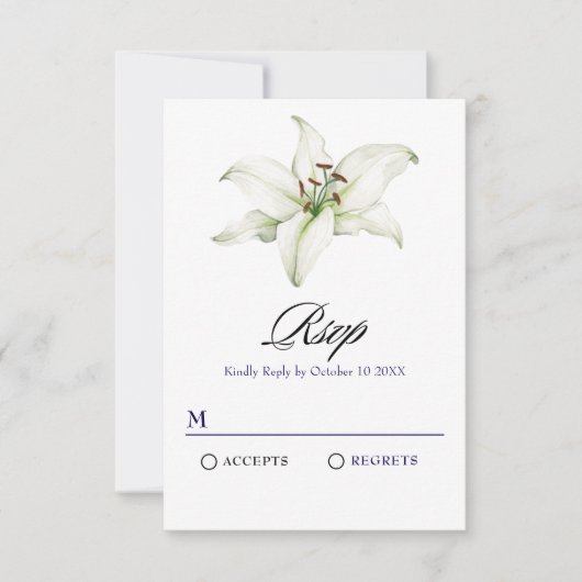 白い線毛の花 出欠カード (正面)