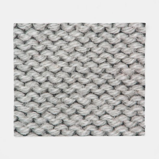 白い編み物の羊毛テクスチャが写真の背景をクローズアップ フリースブランケット (正面(横))