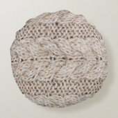 白い編み物の羊毛テクスチャの背景。 ラウンドクッション (裏面)