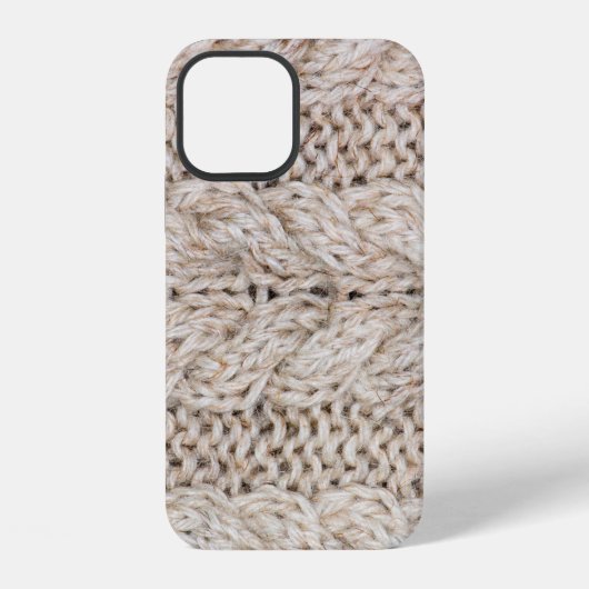 白い編み物の羊毛テクスチャの背景。 iPhoneケース (裏面)