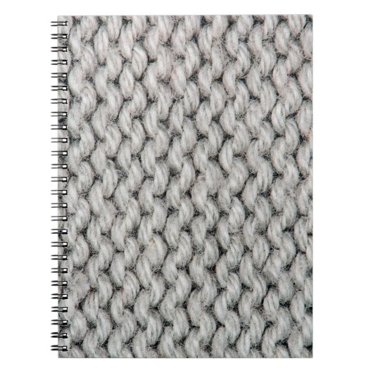 白い編み物ウールのテクスチャのクローズアップ写真の背景 ノートブック (正面)