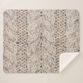 白い編み物ウールのテクスチャ背景。 シェルパブランケット (正面(横))