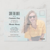 白い縁ど写真卒業の日付を保存 ポストカード (裏面)