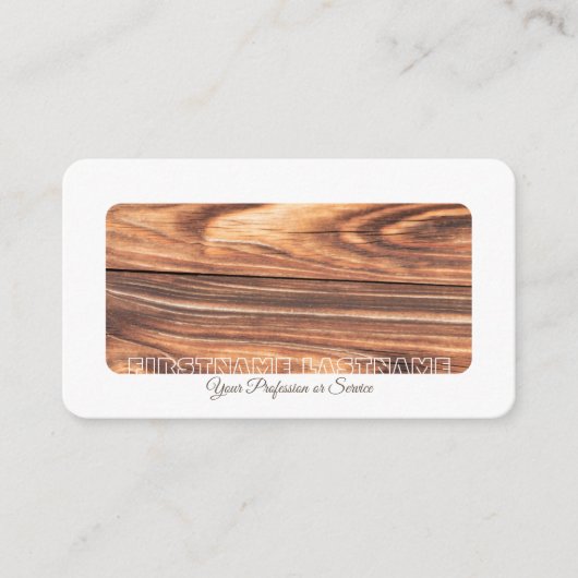 白い縁ど木材のインテリアエレガント設計 名刺 (正面)