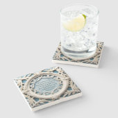 白い織りフレームのカスタマイズ可能な詩 ストーンコースター (横)