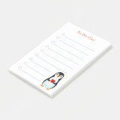 白い罫線の付いたポストイットメモにペンギンとカリグラフィー ポストイット (アングル)