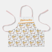 白い羊かわいいパーソナライズされた灯 エプロン (正面)