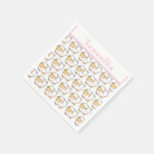 白い羊かわいいパーソナライズされた灯 スタンダードカクテルナプキン (角)