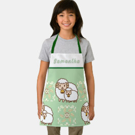 白い羊とベビーかわいいパーソナライズされた エプロン