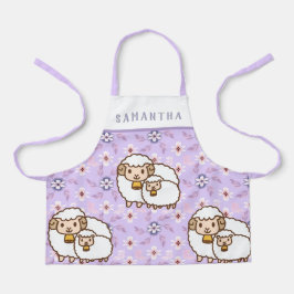 白い羊とベビーかわいいパーソナライズされた エプロン