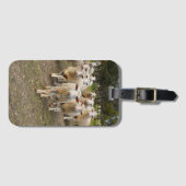 白い羊毛の羊の群れ ラゲッジタグ (正面横)