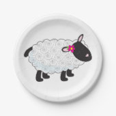 白い羊毛の黒い顔の羊 ペーパープレート (正面)