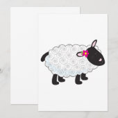 白い羊毛の黒顔の羊 招待状 (正面/裏面)