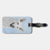 白い羊飼いの絵画-かわいい元の犬の芸術 ラゲッジタグ (裏面横)