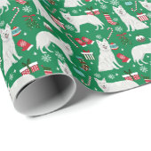 白い羊飼い犬のクリスマス ラッピングペーパー (ロールコーナー)