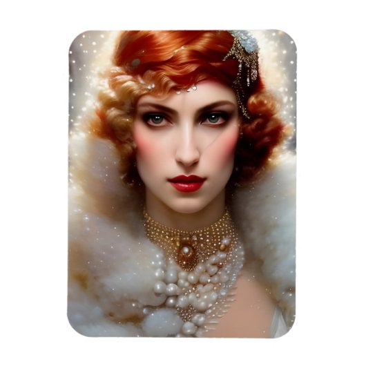 白い美しい女性 マグネット (縦)