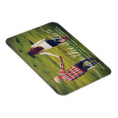 白い美しい書道の写真日付を保存 マグネット (右側)