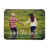 白い美しい書道の写真日付を保存 マグネット (横)