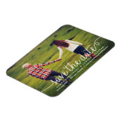 白い美しい書道の写真日付を保存 マグネット (左側)