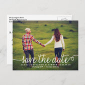 白い美しい書道の写真日付を保存 案内ポストカード (正面/裏面)