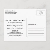 白い美しい書道の写真日付を保存 案内ポストカード (裏面)