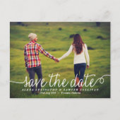 白い美しい書道の写真日付を保存 案内ポストカード (正面)