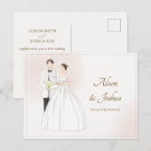 白い美的結婚カップル ポストカード (正面/裏面)