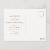 白い美的結婚カップル ポストカード (裏面)